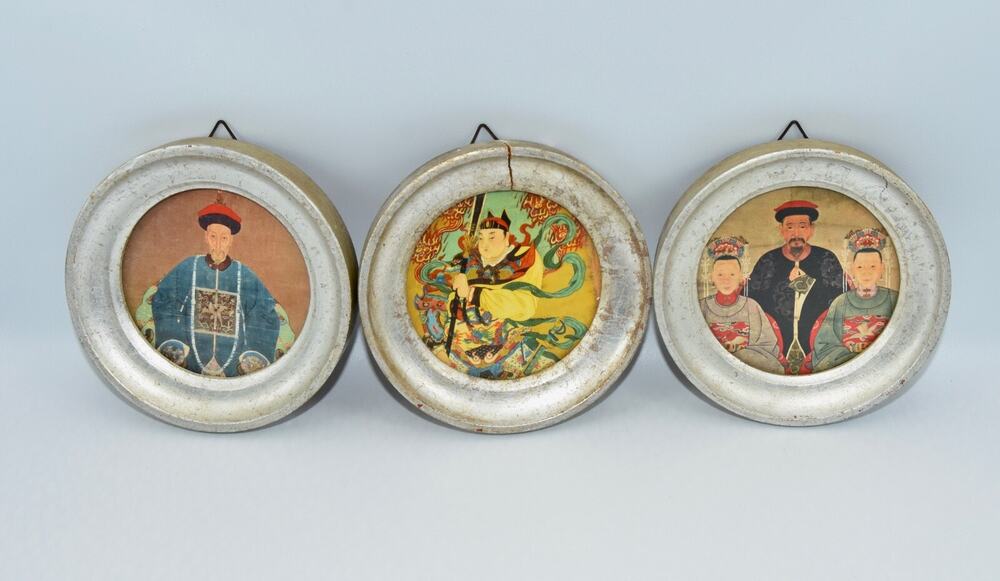 Antique Italian Florentine Chinoiserie Miniature Decor 4.5" Silver Wall Frames